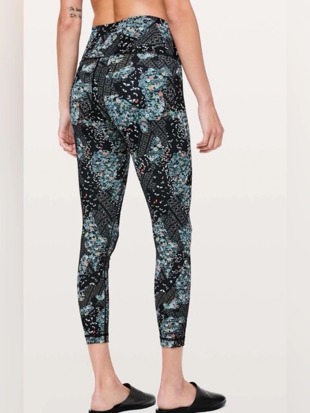 lululemon athletica Wunder Under Black Floral-Print High-Rise Leggings
